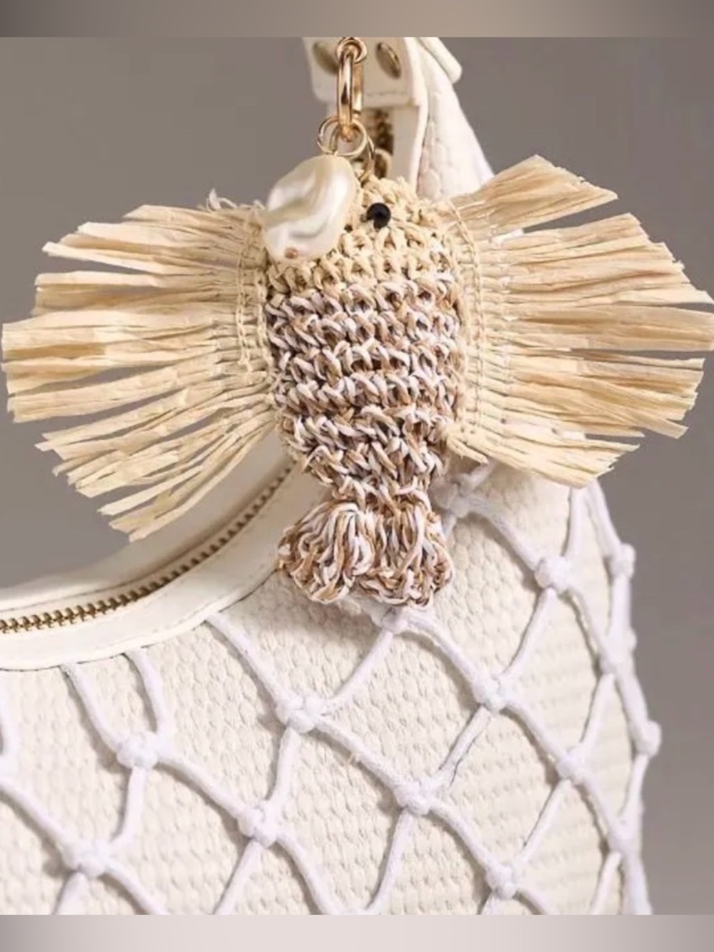 NWT Anthropologie Under the Sea Rafia Clown Fish Bag Charm